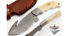 Damascus Skinner 9" Hunting Skinning Knife with Gut Hook