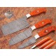 Custom Made Damascus Steel Chef Knife Set - Gladiators Guild - Wood Handle