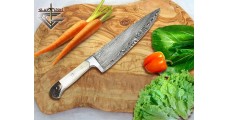 Damascus Chef Knife w/ Stag & Bone Handle