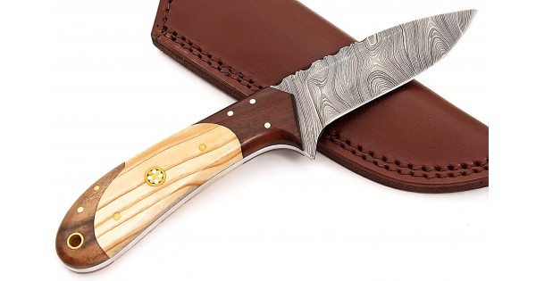 Damascus Steel Hunting Knife with Sheath
