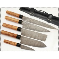 5 Pcs Damascus Kitchen Knife Set
